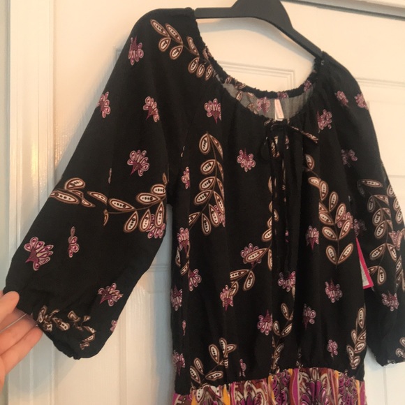 Xhilaration Floral Print Two-Toned Drop Waist Dress - Picture 3 of 8